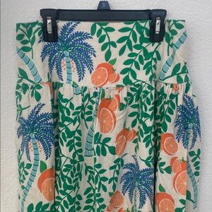 C&C California Tropical A-Line Skirt with Green and Orange Accents